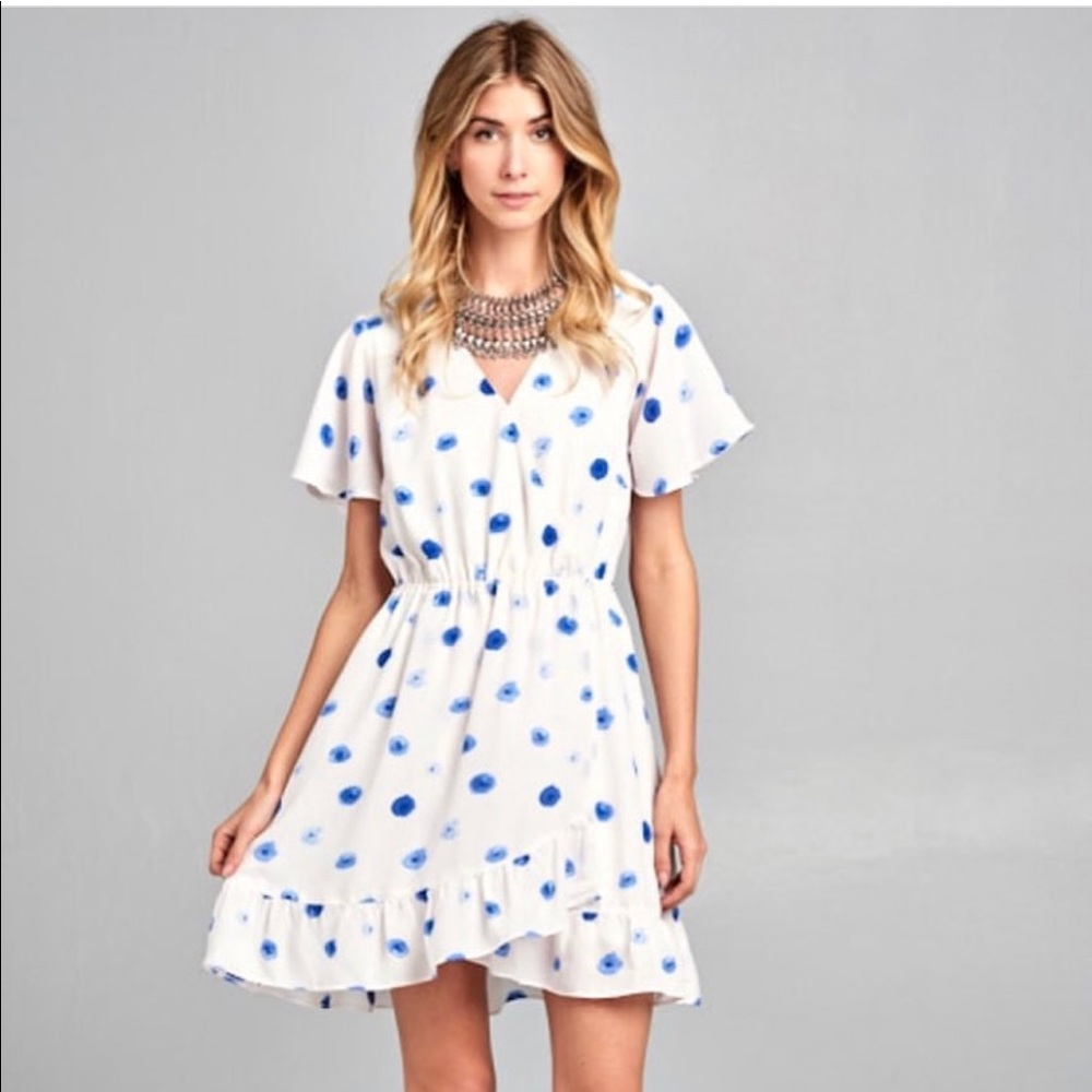 Paper crane surprise dress with blue print